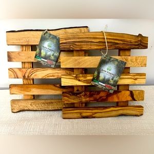 2pc ARTE LEGNO Solid Olive Wood Trivet Set  - Product of Italy